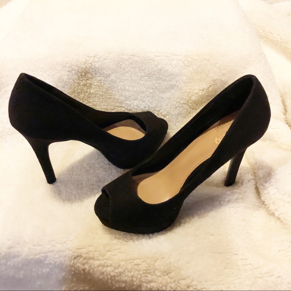 Apt 9 Black Open Toe Ultrasuede Heel